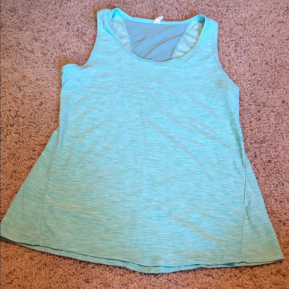 Old Navy Breathe On Scoop Neck Tank Top heathered Aqua With Mesh Details Size S